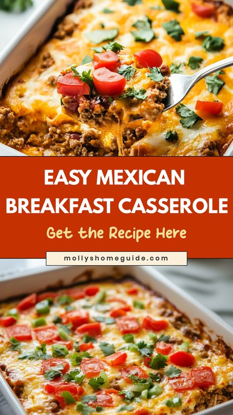 Start your day with a flavorful twist by trying this delicious Mexican breakfast casserole recipe. Packed with traditional ingredients like eggs, black beans, peppers, and cheese, this dish is sure to satisfy your taste buds. Perfect for brunches or meal prepping, it's easy to make and even easier to enjoy every bite of this hearty combination. Whether you are hosting a gathering or simply looking for a new breakfast option, this Mexican breakfast casserole will become a family favorite in no ti Breakfast Mexican Casserole, Mexican Breakfast Casserole Recipes, Breakfast Casserole Meal Prep, Tex Mex Breakfast Casserole, Mexican Egg Bake, Mexican Egg Casserole, Easy Mexican Breakfast, Mexican Egg, Egg Bake Casserole