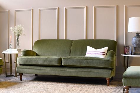 Jasper Collection Living Room Green Sofa, Swoon Sofa, Kitchen Snug, Green Sofa Living Room, Living Space Decor, Brown Legs, Herringbone Fabric, Green Sofa, Leather Sofas