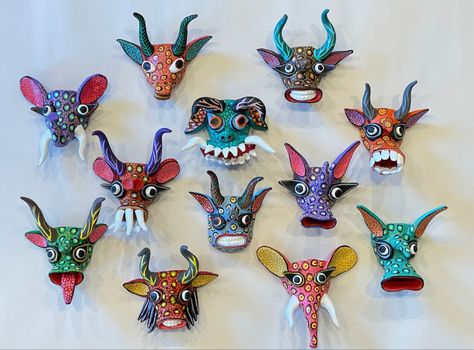 Clay Mask Art, Mascara Papel Mache, People Craft, Mexican Masks, Imaginary Creatures, Michoacan Mexico, Traditional Folk Art, Devil Mask, Mexican Mask