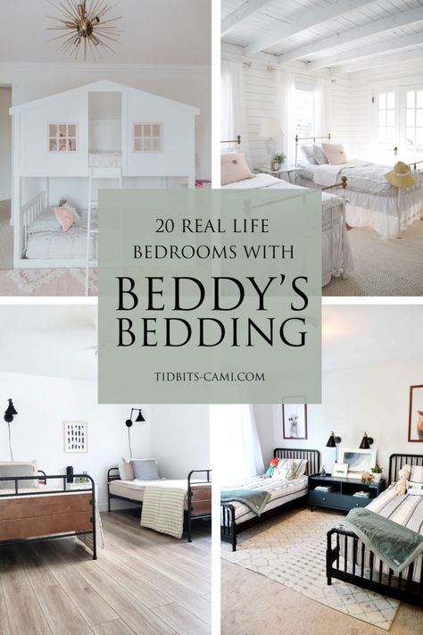 20 Inspiring Bedrooms with Beddy's Bedding | In real life! #beddys #beddysbeds #beddysbedding #camitidbits #kidsbedding #kidsbedroom Beddys Bedding Bunk Beds, Bunk Room Bedding Ideas, Timeless Kids Bedroom, Beddys Bedding Boys, Beddys Bedding Girl Rooms, Bunk Bed Bedding Ideas, Twin Bedroom Ideas, Bunk Bed Bedding, Forest Farmhouse