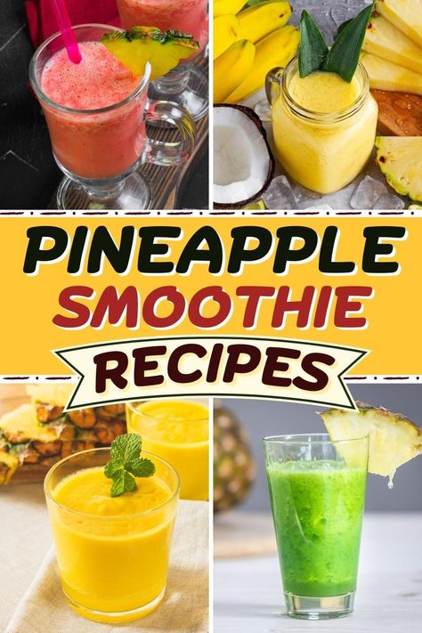 Take your taste buds to the tropics with these easy pineapple smoothie recipes. They're bright, fruity, and just what you need to kickstart your day. Pineapple Smoothie Healthy, Pinapple Smoothie Recipes, Pineapple Banana Smoothie, Pineapple Smoothie Recipes, Cucumber Smoothie, Smoothie Recipes Strawberry, Detox Smoothie Recipes, Pineapple Recipes, Smoothie Mix