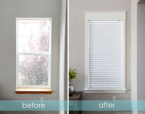 Update your window frames. | 23 Cheap Upgrades That Will Actually Increase The Value of Your Home Interior Window Sill, Oak Banister, Boho Apartment, Window Casing, Bathroom Window, Interior Windows, Renovation Design, Up House, Diy Window