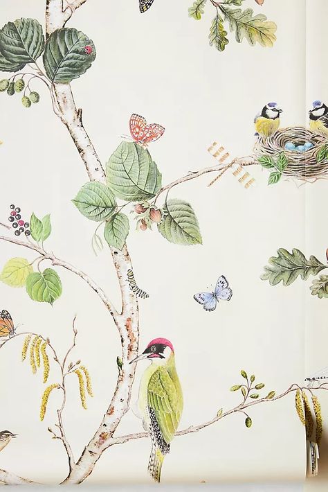 Wallpaper | Unique Designs for your Home | Anthropologie Gravure Printing, Wallpaper Unique, Instagram Sticker, Peacock Wallpaper, Poppy Wallpaper, 2025 Trends, Woodland Wallpaper, Patterned Wallpaper, Birds Wallpaper