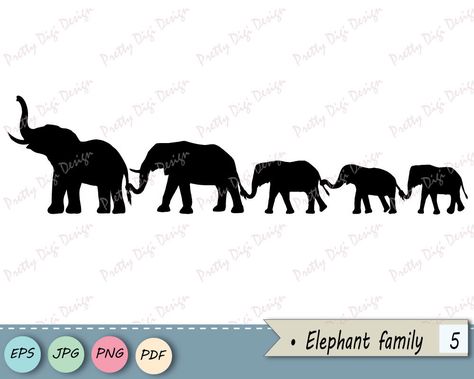 Elephant Diy, Bird Tattoo Sleeves, Tattoo Elephant, Family Silhouette, Elephant Graphic, Elephant Nursery Art, Nursery Art Wall, Elephant Silhouette, Family Clipart