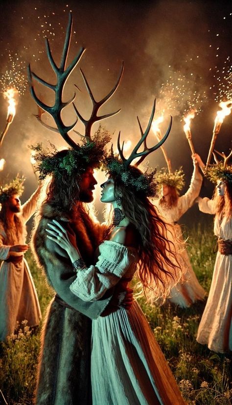 Flidais Celtic Goddess, Beltane Aesthetic, Wiccan Illustration, Sacred Union, Pagan Wedding, Earth Book, Celtic Mythology, A Discovery Of Witches, Spirited Art