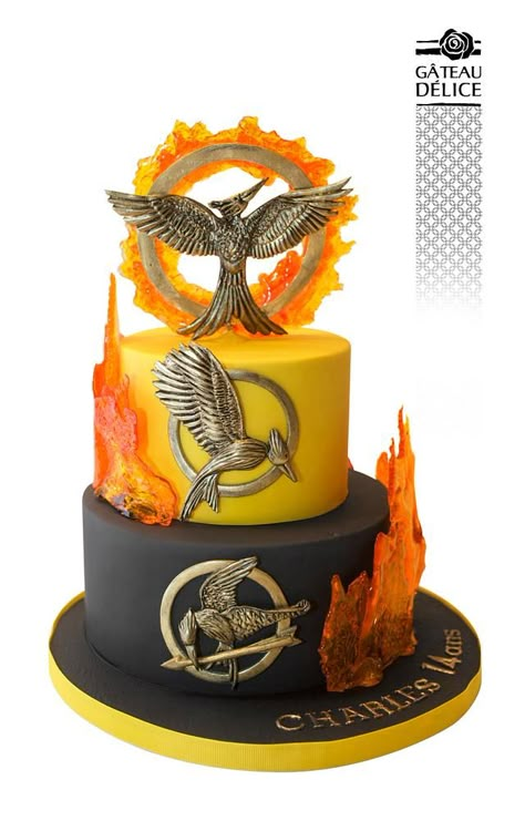 Fandom Cakes, Hunger Games Wedding, Harry Potter Birthday Cake Ideas, Hunger Games Cake, Hunger Games Theme, Games Cake, Hunger Games Party, Hunger Games Wallpaper, Harry Potter Birthday Cake