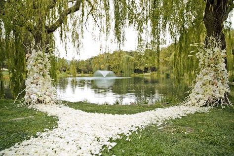 Wedding By Pond, Wedding In Front Of Pond, Pond Wedding Ceremony, Wedding Ceremony By Pond, Outside Wedding Ceremonies, Waterlily Pond, Orchard Canyon On Oak Creek Wedding, Floral Artists, Wedding Venue Southern California