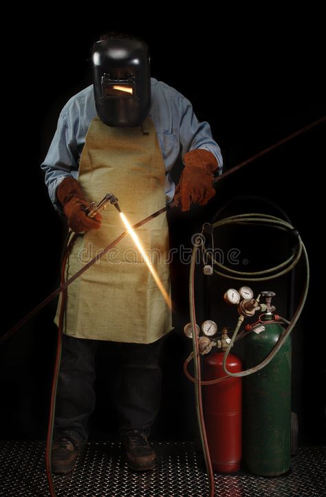 Welder Standing. Person in protective welding gear heating a piece of metal , #AD, #Person, #protective, #Welder, #Standing, #welding #ad Welder Photography, Welder Aesthetic, Welder Outfit, Flame Character, Drawing Concepts, Welding Gear, Star Wars Planets, Masked Men, Welding Torch