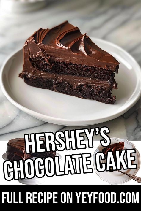 Hershey's Chocolate Cake - Yeyfood.com: Recipes, cooking tips, and kitchen hacks for home cooks of all levels Hersheys Dark Chocolate Cake, Hersey Chocolate Cake Hershey's, Home Made Chocolate Cake Recipes, Hersheys Recipes, Hershey Chocolate Cake, Hersheys Chocolate Cake, Hershey's Recipes, Bakery Chocolate Cake, Hershey Cake