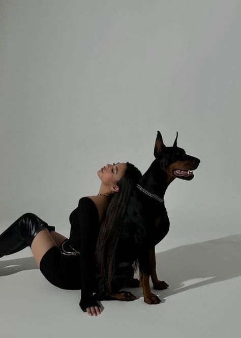 Fall Dog Photos, Doberman Pictures, Biker Photoshoot, Dog Photoshoot, Self Portrait Poses, Dark Feminine Aesthetic, Photoshoot Themes, Model Inspo, Model Aesthetic