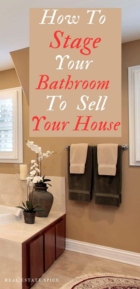 The Best Bathroom Staging Tips To SELL Your House: Bathroom staging, when preparing your home for sale, is crucial. This essential step can enhance buyer appeal, expedite the sale, and potentially boost the final price! via @https://www.pinterest.com/realestatespice/_created/ Stage House For Sale, Bathroom Staging, Bathroom Farmhouse, Home Staging Tips, Wood Projects That Sell, Cool Wood Projects, Sell Your House Fast, Home Selling Tips, Selling Your House