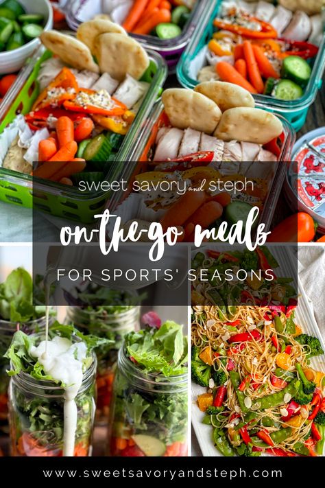 On The Go Dinner Ideas Healthy, Softball Tournament Meals, Sports Day Lunch Ideas, Sports Mom Meals On The Go, Grab And Go Meals Dinners, Meals For Travel Sports, On The Go Meals For Kids In Sports, Dinners To Pack On The Go, Dinners For Sports Families