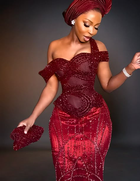 Luxury Traditional Wedding Party Dress | Burgundy – OTUNBA Ankara Bridesmaid Dresses Traditional Weddings, Maroon Engagement Dress, Ghana Traditional Wedding Dresses, Elegant Ankara Dresses, African Wedding Dress Nigerian Fashion, Nigerian Wedding Dresses Traditional, Burgundy Lace Dress, Nigerian Wedding Dress, Wedding Groomsmen Attire