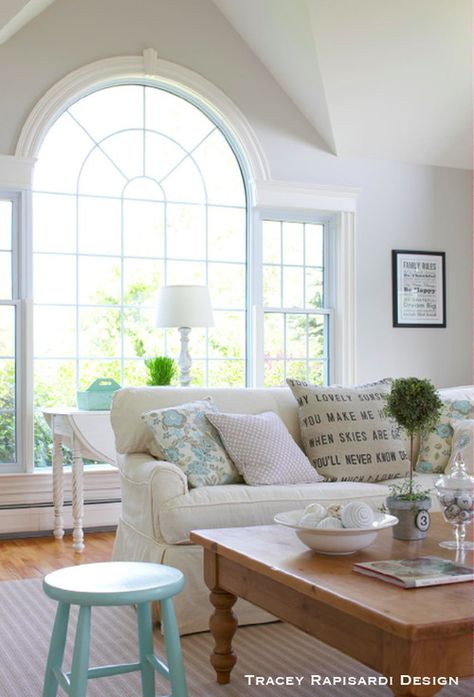 Palladian Window in Living Room Nantucket Interior Design, New England Interior, Tiny Dining Rooms, Window Living Room, Palladian Window, Boston Interiors, Coastal Interiors Design, Charming Home, Dream Cottage