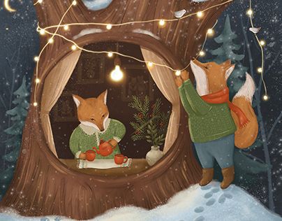 Christmas Alone, Winter Illustration, Fairytale Art, Fox Art, Christmas Drawing, Noel Christmas, Christmas Illustration, Childrens Illustrations, Children's Book Illustration