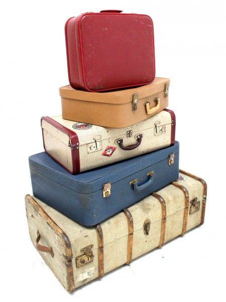 Vintage Travel Luggage - Set of 5 | Event Prop Hire Vintage Suitcase Storage, Christmas Moodboard, Luggage Vintage, Suitcase Vintage, Travel Luggage Set, Antique Ring Box, Travel Party Theme, Suitcase Storage, Train Posters