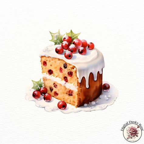 Vintage Christmas Cake Clipart: Homemade Baking for Festive Gathering, Delicious Sweet Food Theme https://digitalduskyrose.etsy.com/listing/1780414196 Celebrate the warmth of the holiday season with our Vintage Christmas Cake Clipart! Featuring a beautifully illustrated homemade Christmas cake, this high-resolution clipart is perfect for adding a nostalgic, festive touch to your Christmas cards, party invitations, scrapbooks, and holiday decor. The vintage-inspired design captures the essen... Christmas Cake Illustration, Homemade Christmas Cake, Vintage Christmas Cake, Orange Spice Cake, Cake Clipart, Homemade Baking, Cake Illustration, Christmas Plate, Orange Spice