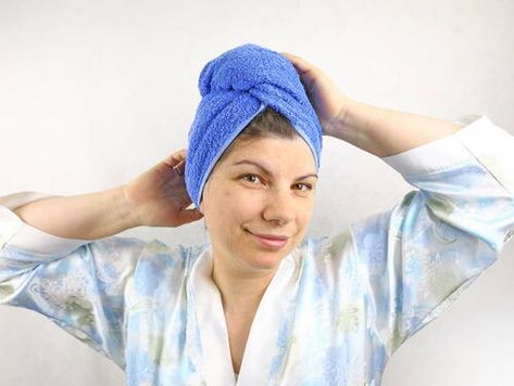 Hair Towel Wrap In 10 Minutes Diy Hair Towel, Hair Turban Tutorial, Towel Turban, Turban Tutorial, Beautiful Arms, Hair Towel Wrap, Christmas Sewing Projects, Spa Style, How To Wrap