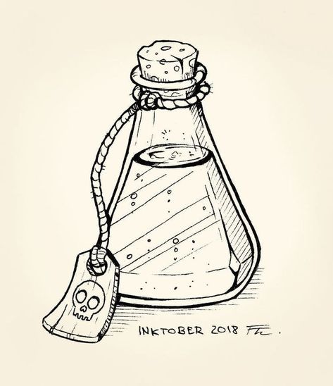 Potion Jar Drawing, Potion Drawing, Bottle Tattoo, Bottle Drawing, Pen Drawing, Book Of Shadows, Drawing Tips, Art Drawings Simple, Ink Art