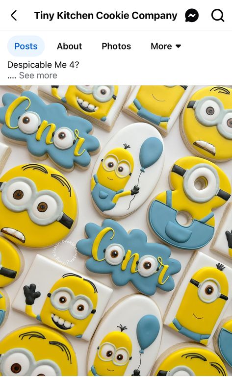 Birthday Cookies Decorated, Minion Cookies, Cookie Board, 6 Birthday, Cookies Decorated, Birthday Cookies, Birthday Theme, Cookie Decorating, 2nd Birthday