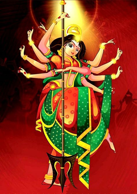 Durga Illustration Art, Ma Durga Images, Durga Illustration, Nava Durga, Illustration Art Wallpaper, Ugadi Festival, Pohela Boishakh, Navratri Wallpaper, Ma Durga