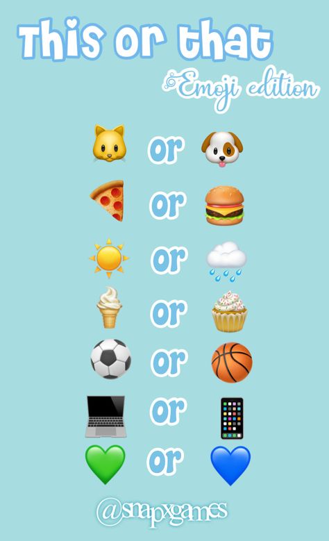 Emoji This Or That, Pinterest Games To Play, This Or That Pictures, This Or That, Bff Questions, Best Friend Test, Bff Quizes, Fun Sleepover Games, Sleepover Party Games