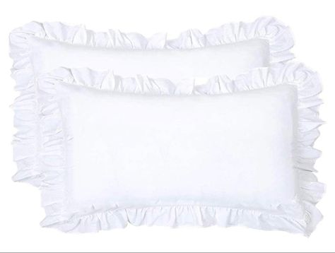 Farmhouse Victorian, Victorian Bed, White Pillow Cases, Shabby Chic Pillows, Ruffle Pillow, Ruffle Bedding, Chic Pillows, White Shabby Chic, White Pillow