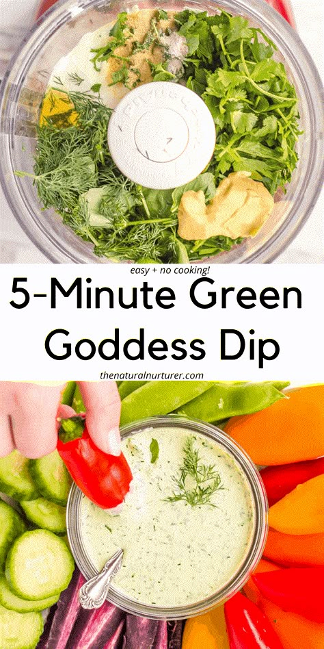 Packed with fresh herbs, creamy, flavorful, and only taking 5 minutes, this easy Green Goddess Dip is the perfect way to add pizzazz to salads, a veggie plate, or whatever meal you dream up. Green Veggie Dip, Veggie Dip Healthy, Healthy Dip For Veggies, Veggie Dip Recipes, Green Dinner Ideas, Homemade Veggie Dip, Best Veggie Dip, Green Appetizers, Dip With Veggies