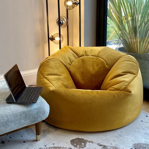 Isabelle & Max Velvet Refillable Classic Bean Bag & Reviews | Wayfair.co.uk Bags Dark Academia, Pouf Ottoman Nursery, Velvet Bean Bag, Relaxing Office, Kids Bean Bag Chairs, Chair Luxury, Bauhaus Chair, Armchair Bedroom, Velvet Footstool