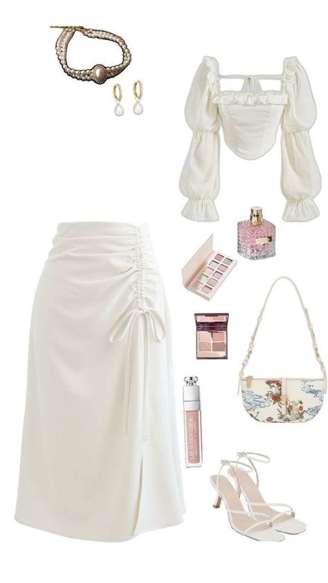 White Outfit, Purse, Necklaces, Dresses, White