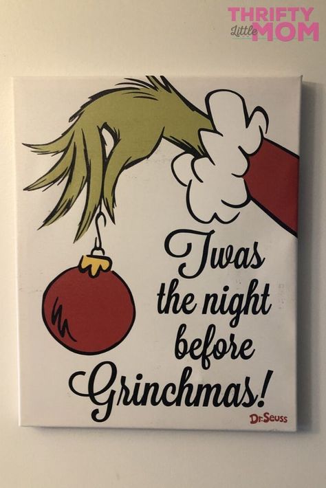 Grinch Door Sign Diy, Grinch Painting On Canvas Easy, The Grinch Painting On Canvas, Grinch Painting On Canvas, The Grinch Decorations, Christmas Canvas Ideas, Grinch Canvas, Sport Clips, Grinch Stuff