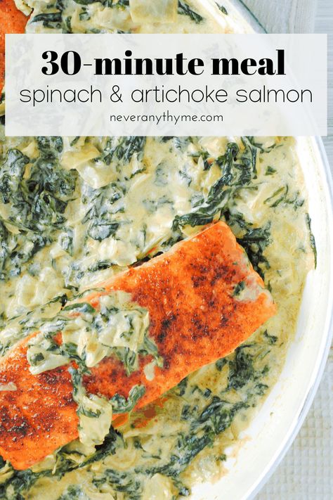 Artichoke Salmon, Spinach Artichoke Recipes, Easy Salmon Dinner, Creamy Salmon, Salmon Spinach, Popular Side Dishes, Seafood Entrees, Salmon Seasoning, Healthy Salmon