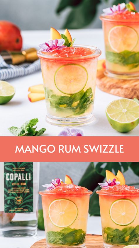 Rum Swizzle, Mango Rum, Fancy Cocktails, Rum Cocktails, Fruity Cocktails, Rum Drinks, Mango Juice, Fancy Drinks, Mixed Drinks Recipes