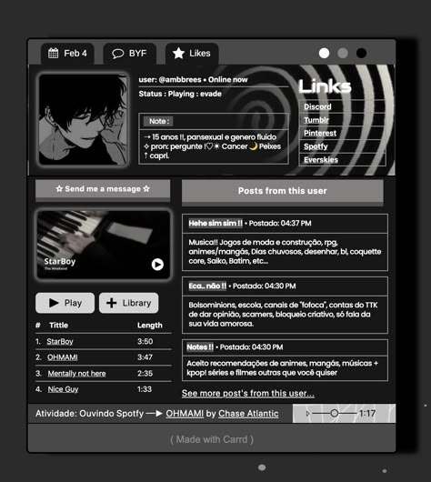 ☆꒰꒰✦ #carrd #aesthetic Cyberpunk Magazine Layout, Carrd Inspo Aesthetic, Tumblr Layout Aesthetic, Webpage Aesthetic, Aesthetic Carrd Ideas, Carrd Inspo Template Simple, Carrd Inspo Template Dark, Design Inspo Layout, Oc Id Card