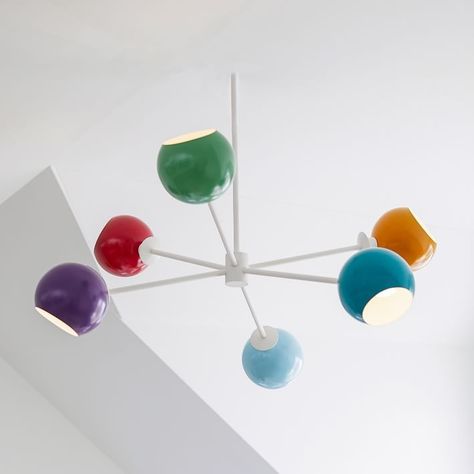 6-Light Colorful Globe Chandelier (37") | West Elm West Elm Kids, 6 Light Chandelier, Living Room Orange, Stylish Curtains, Globe Chandelier, Kids Lighting, Key Details, Light Chandelier, Lighting Sale