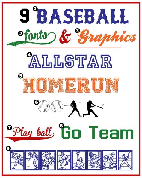 Baseball Fonts & Graphics - Liz on Call Free Sports Fonts, Baseball Font, Jersey Font, Baseball Crafts, Baseball Theme Party, Sports Fonts, Baseball Birthday Party, Go Team, Baseball Theme