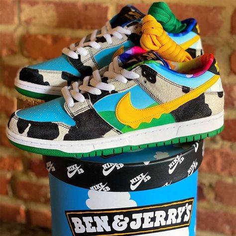 Ben & Jerry’s Has Partnered With Nike on a Pair of Chunky Monkey-Inspired Sneakers Best Mens Shoes, Best Men Shoes, Men Shoes Casual Loafers, Mens Shoes Casual, Men Shoes Casual, Chunky Dunky, Jordan Shoes For Men, Homecoming Shoes, Nike Air Jordan Shoes