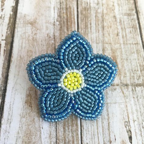 Forget Me Not Brooch, Delicate Blue Beaded Flower Pin, Gift for Her, Lapel Pin for Friendship, Sympathy, Remembrance, September Birthday Beadwork Designs, Beautiful Flower Designs, September Birthday, Beadwork Patterns, Beaded Jewelry Patterns, Beaded Brooch, Flower Pins, Embroidery Techniques, Beading Tutorials