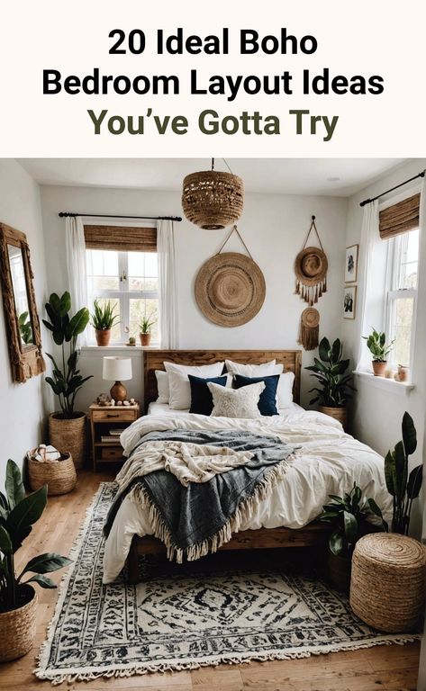 20 Ideal Boho Bedroom Layout Ideas You’ve Gotta Try – ToolzView Southwestern Boho Bedroom, Boho Bedroom Layout, Boho Style Bedroom Decor, Bedroom Layout Ideas, Living Room Transformation, Boho Style Bedroom, Bedroom Layout, Bedroom Ambiance, Woven Textiles