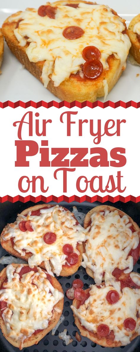 Air Fryer Garlic Toast Pizzas are a quick and easy weeknight meal that are sure to please the whole family. They are super easy to customize and great for kids. | Air Fryer Pizza | Air Fryer Pizza Bread | Garlic Toast Pizza | Easy Pizza Air Fryer | Easy Pizza Recipes | Fast Weeknight Dinner Ideas | Quick AIr Fryer Recipes | Pizza Temperature | #AirFryer #Pizza #GarlicToast Airfryer Pizza, Yeast Biscuits, Cashew Mozzarella, Bread Garlic, Pizza Easy, Air Fryer Garlic, Easy Baked Ziti, Garlic Toast, Recipes Pizza