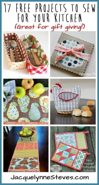 I like different kinds of projects to sew, things that have very practical use. In this post, we are sharing 17 things to sew for your kitchen! Yes, we've include table runners and place mats, but you'll also find napkins, baskets for organizing and serving bread & rolls, aprons, potholders, and more! Fabric Basket Tutorial, Household Sewing, Sewing To Sell, Sewing Projects Free, Quilt Sewing Patterns, Small Sewing Projects, Kitchen Crafts, Sewing Items, Sewing Projects For Beginners