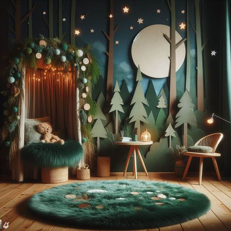 Image Creator Girls Forest Bedroom Ideas, Forest Bedroom Kids, Kids Forest Bedroom, Forest Theme Bedroom, Enchanted Forest Nursery Theme, Nature Kids Room, Forest Baby Rooms, Best Greige Paint, Best Greige