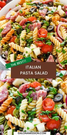 Tri Color Noodle Pasta Salad, Food Recipes Pasta, Tri Color Pasta Salad, Rotini Pasta Salad, Salad Taco, Salad Macaroni, Salad Italian, Easy Italian Pasta Salad, Tri Color Pasta