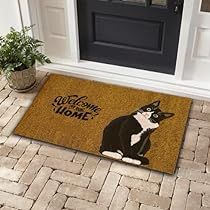 Cat Doormat, Entryway Porch, Welcome To Our Home, Home Black, Outdoor Mat, Flannel Fabric, Welcome Mats, Edge Design, Exterior Doors