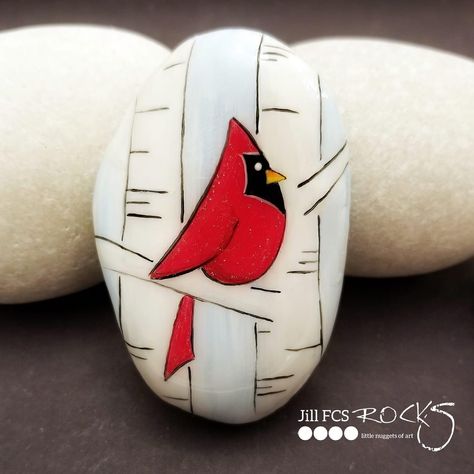 Christmas Rock Art, Bird Rocks, Christmas Painted Rocks, Christmas Pebble Art, Rock Painting Flowers, Rock Art Ideas, Christmas Rocks, Garden Rock Art, Mandala Painted Rocks