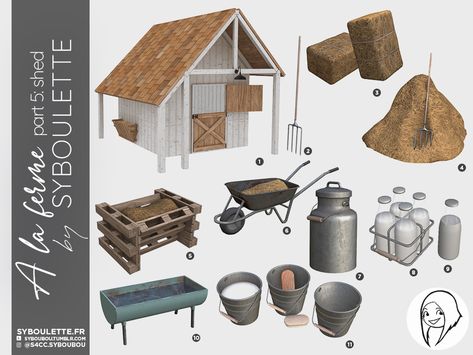 A la ferme cottage shed cc sims 4 1 Furniture Cc Sims 4, Cottage Shed, The Sims 4 Pack, Sims 4 Cottage, Ranch Furniture, Furniture Cc, Sims Medieval, Die Sims 4, Mod Furniture