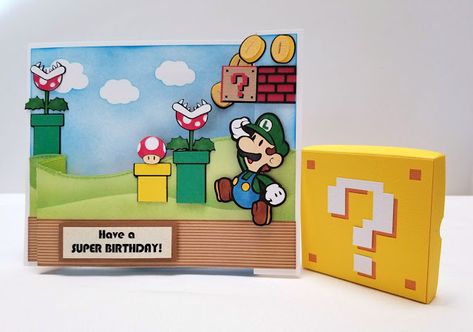 Super Mario Brothers Birthday, Mario Crafts, Mario Bros Birthday, Super Mario Birthday, Mario Birthday, Birthday Cards For Boys, Retro Birthday, Bday Cards, Birthday Card Design