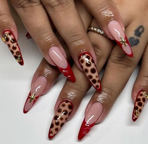 Fall Nails Red, Nails Fall Nails, Nails Holiday, Custom Nails, Red French, Cherry Nails, Summery Nails, Nails Winter, Leopard Nails