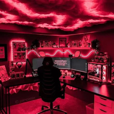 GamersGarages’s Instagram profile post: “Damn, this looks amazing!😍 Rate This Setup 1-10⚡Follow For A Chocolate Chip Cookie🍪➕ ___________________________________ 👉 Follow…” Aesthetic Gaming Room, Gaming Room Setup Ideas, Playstation Room, Gothic Games, Room Setup Ideas, Xbox And Playstation, Ultimate Gaming Setup, Aesthetic Gaming, Games Room Inspiration