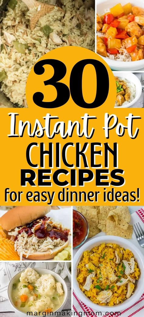 These Instant Pot chicken recipes are perfect for weeknight dinner ideas! Keep mealtime simple with these pressure cooker recipes including everyone's favorite poultry! Chicken Breast Instant Pot Recipes, Instant Pot Chicken Recipes, Pressure Cooker Recipes Chicken, Chicken Dinner Ideas, Chicken Recipes Easy, Pressure Cooking Recipes, Instant Pot Pasta Recipe, Chicken Breast Recipes Easy, Pot Recipes Easy